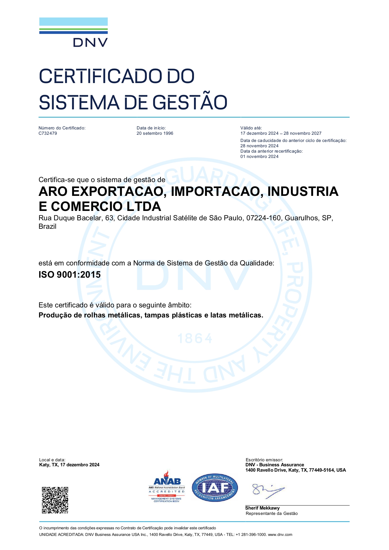 Certificado ISO 9001